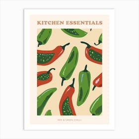 Red & Green Chilli Pattern Poster 1 Art Print