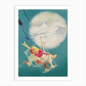 Ski Lift Romantic Vintage Ski Poster Art Print
