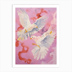 Pink Ethereal Bird Painting Cowbird Art Print