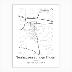 Neuhausen Auf Den Fildern,Germany Minimalist Map Art Print