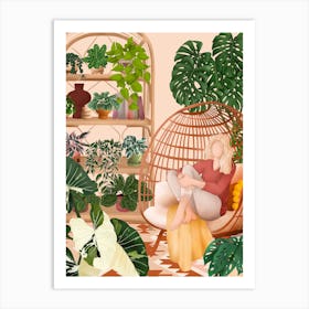 Relaxing In The Plant Room 1 Art Print
