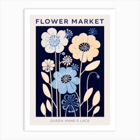 Blue Flower Market Poster Queen Annes Lace 2 Art Print