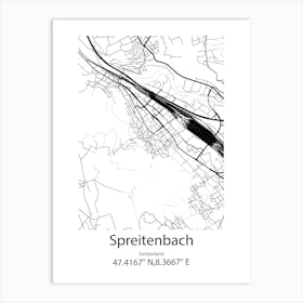 Spreitenbach,Switzerland Minimalist Map Art Print