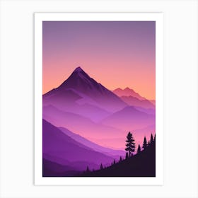 Misty Mountains Vertical Composition In Purple Tone 11 Art Print