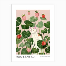 Foodie Cats Co Cat And Strawberries 1 Art Print