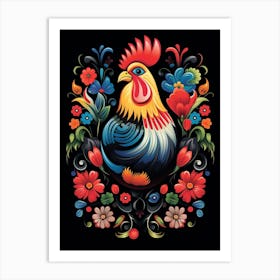 Folk Bird Illustration Chicken 4 Art Print