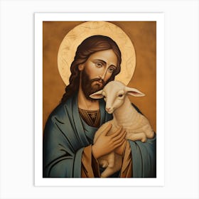 Jesus As Good Shepherd Icon Art Print