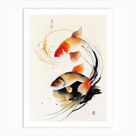 Kin Showa 1, Koi Fish Minimal Line Drawing Art Print