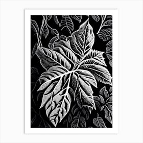 Raspberry Leaf Linocut 3 Art Print