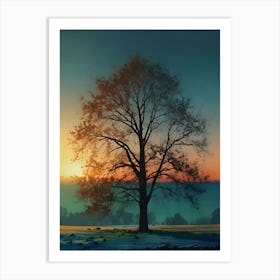 Winter Tree at Sunset Art Print
