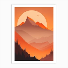 Misty Mountains Vertical Composition In Orange Tone 157 Art Print