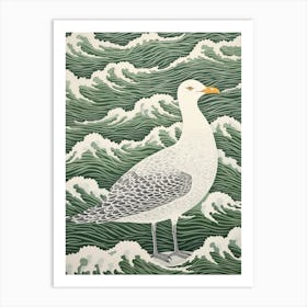 Ohara Koson Inspired Bird Painting Seagull 3 Art Print