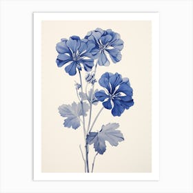 Blue Botanical Geranium 2 Art Print