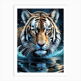 Tiger In Water Art Print