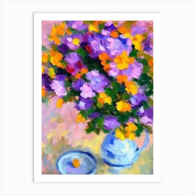 Lavender Floral Abstract Block Colour 1 Flower Art Print