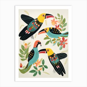 Folk Style Bird Painting Toucan 2 Art Print