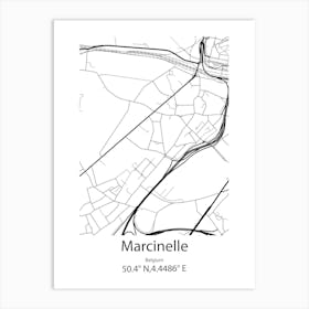 Marcinelle,Belgium Minimalist Map Art Print