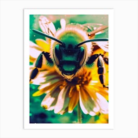 Bee On A Flower Surrealism Polaroid Motif Art Print