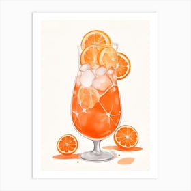 Aperol With Ice And Orange Watercolor Vertical Composition 54 Art Print