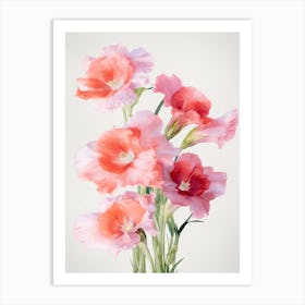 Gladioli Flowers Acrylic Painting In Pastel Colours 5 Art Print