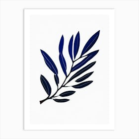 Olive Branch 1 Symbol Blue And White Line Drawing Art Print