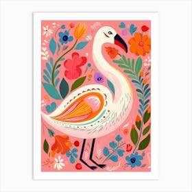 Pink Scandi Swan 1 Art Print