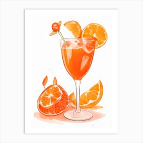 Aperol With Ice And Orange Watercolor Vertical Composition 56 Art Print