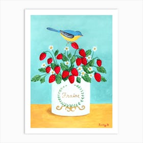 Bird And Strawberry Art Print