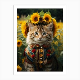 Sunflower Cat 1 Art Print