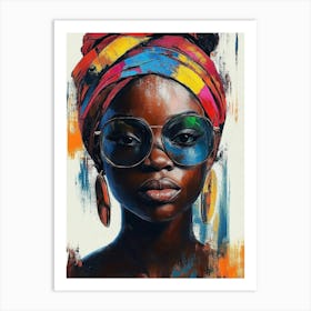 Colourful African Woman With Sunglasses Art Print