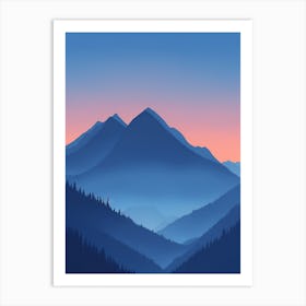 Misty Mountains Vertical Composition In Blue Tone 102 Art Print