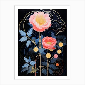 Peony 6 Hilma Af Klint Inspired Flower Illustration Art Print