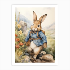 Bunny Hicking Rabbit Prints Watercolour 10 Art Print