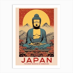 The Great Buddha Of Kamakura, Visit Japan Vintage Travel Art 1 Art Print