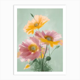 Sunflowers Flowers Acrylic Painting In Pastel Colours 3 Art Print