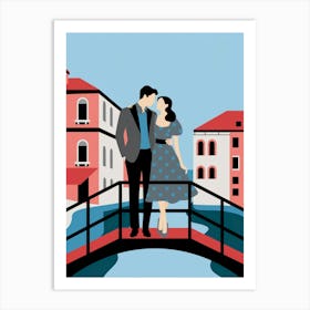 Couple in Venice Bridge Art Print