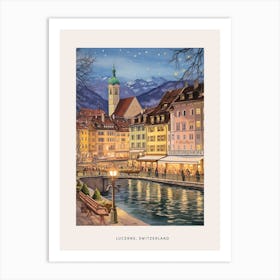 Vintage Winter Poster Lucerne Switzerland 5 Art Print