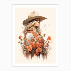 Cute Cowgirl Watercolour 4 Art Print