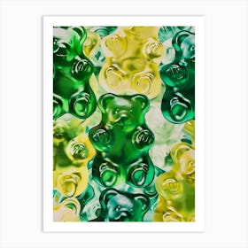 Green Gummy Bears Retro Collage 2 Art Print