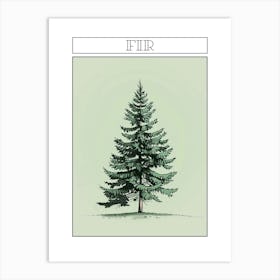 Fir Tree Minimalistic Drawing 3 Poster Art Print
