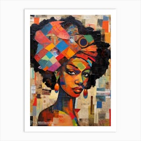 Afro Patchwork Portrait 6 Art Print