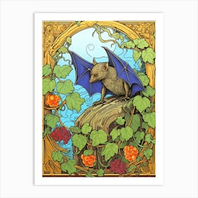 Fruit Bat Vintage Illustration 8 Art Print