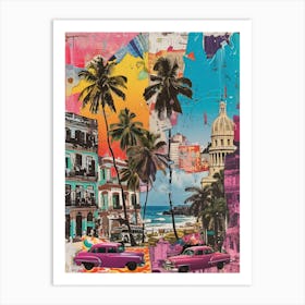 Cuba   Retro Collage Style 4 Art Print