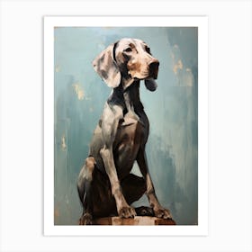Weimaraner Dog, Painting In Light Teal And Brown 3 Art Print