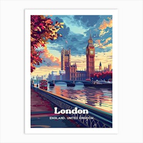 London England Big Ben Art Illustration Art Print