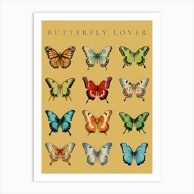 Butterfly Lover yellow background Art Print