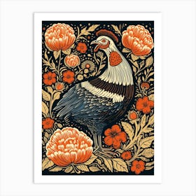 Vintage Bird Linocut Turkey 3 Art Print