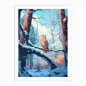 Winter Owl 1 Illustration Art Print