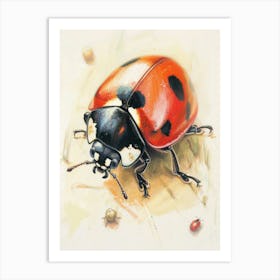 Ladybug Pastel Watercolour 3 Art Print