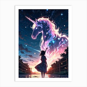 Unicorn and Girl Art Print